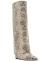 Madden Girl Evander Wide-calf Fold-over Cuffed Knee High Wedge Dress Boots In Light Snake Multi