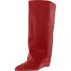 Madden Girl Evander Womens Faux Leather Cuffed Knee-high Boots In Red