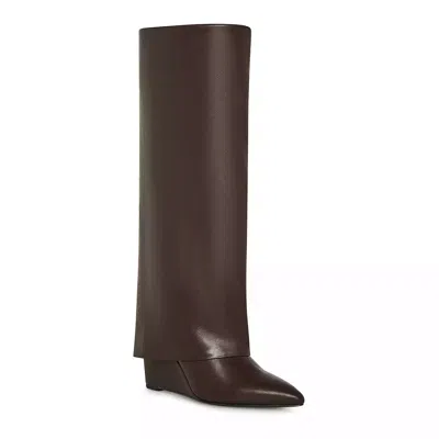 Madden Girl Evannder Women 6 Brown Pointed Toe Knee High Fold-over Boots Khd2036