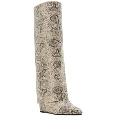 MADDEN GIRL EVANNDER WOMENS SNAKE PRINT TEXTURED KNEE-HIGH BOOTS