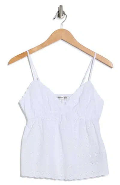 Madden Girl Eyelet Babydoll Cotton Camisole In White