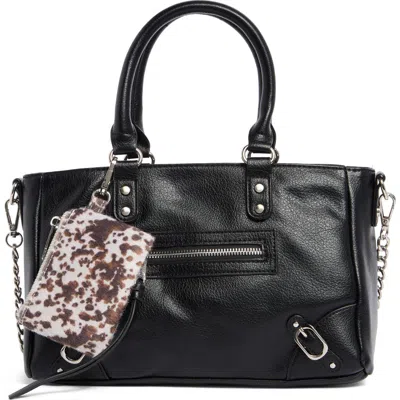 Madden Girl Faux Leather Bowler Top Handle Bag & Charm In Black