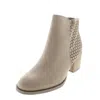 Madden Girl Fayth Womens Laser Cut Almond Toe Ankle Boots In Beige