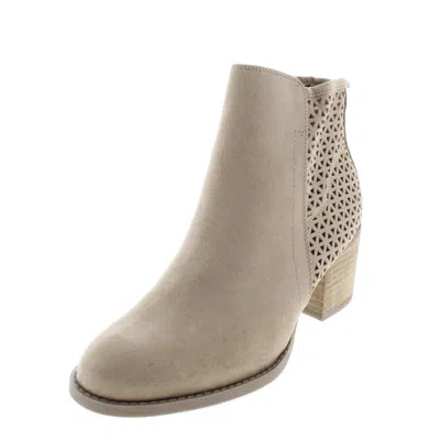 Madden Girl Fayth Womens Laser Cut Almond Toe Ankle Boots In Neutral