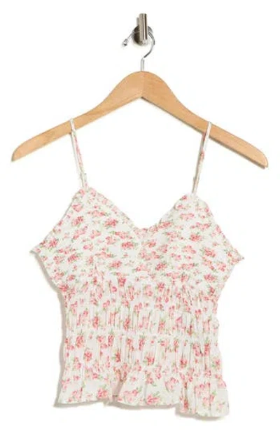 Madden Girl Floral Smocked Cotton Camisole In Multi