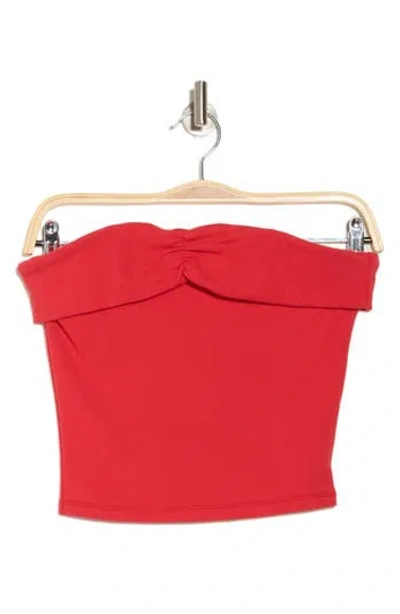 Madden Girl Foldover Ruched Crop Tube Top In Red