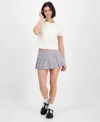 Madden Girl Juniors' Plaid Pleated Mini Skort In Brown