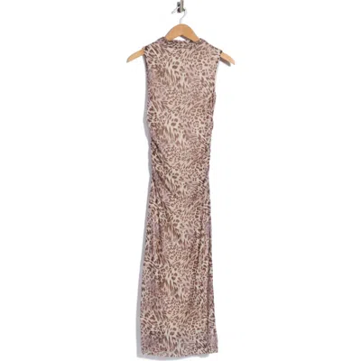 Madden Girl Funnel Neck Ruched Maxi Dress In Brown