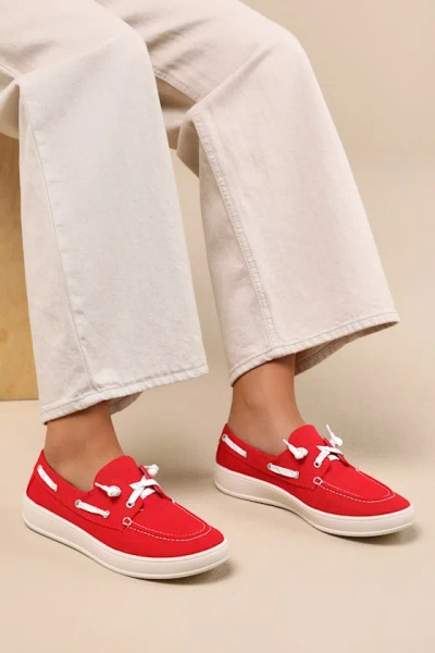 Madden Girl Galley Red Canvas Boat Shoes