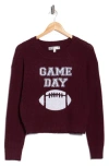Madden Girl Game Day Embroidered Sweater In Burgundy