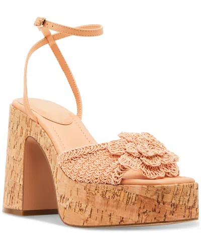 Madden Girl Garden Flower Platform Dress Sandals In Peach