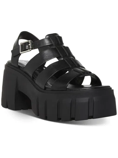 Madden Girl Gennesis Womens Faux Leather Lug Sole Platform Sandals In Black