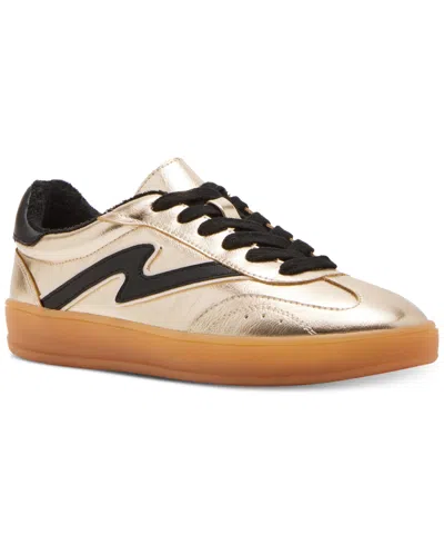 Madden Girl Giia Lace-up Low-top Sneakers In Gold Metallic,black Multi