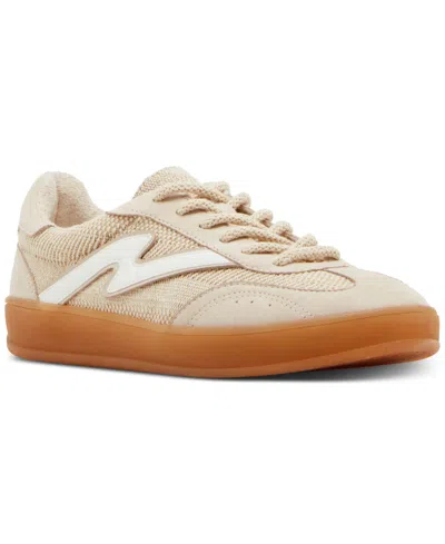 Madden Girl Giia Lace-up Low-top Sneakers In Natural Raffia Multi