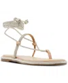 Madden Girl Glam Rhinestone Lace-up Flat Sandals In Silver Rhinestone