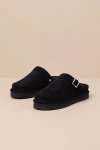 Madden Girl Grahamm Black Fabric Buckle Flatform Slip-on Clogs In Black