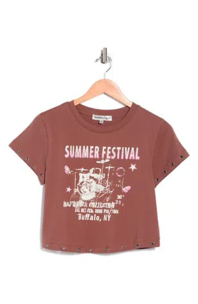 Madden Girl Grommet Hem Graphic T-shirt In Brown