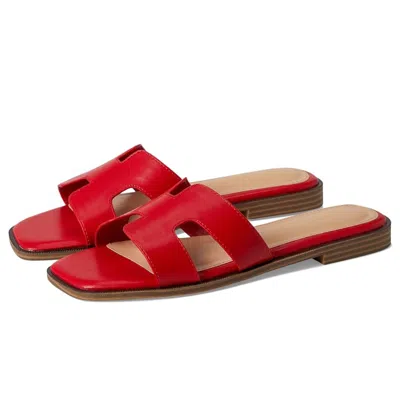 Madden Girl Hailey Sandals Womensred Cutout Strap Square Toe Slide Zogg1469 In Red