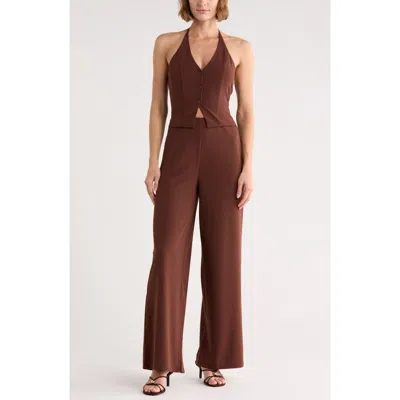 Madden Girl Halter Neck Vest Jumpsuit In Multi