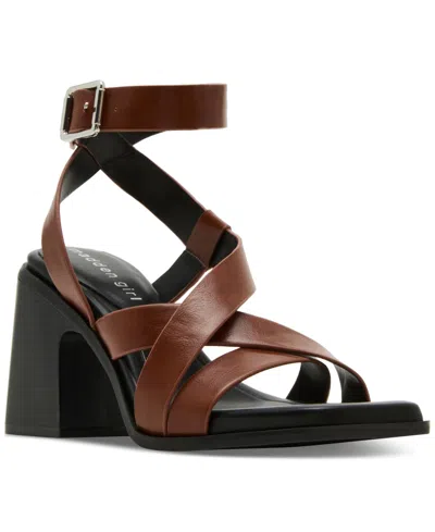 Madden Girl Hero Strappy Block-heel City Sandals In Cognac