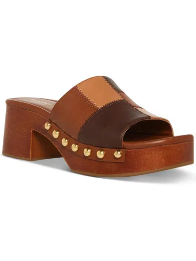 Madden Girl Hilly Womens Faux Leather Studded Platform Sandals In Brown