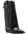 Madden Girl Joe Cuffed Wedge Western Dress Booties In Black Shiny