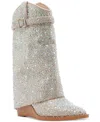 Madden Girl Joe-r Cuffed Wedge Western Dress Booties In Blush Rhinestone