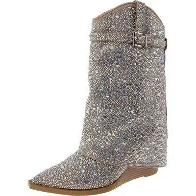 Madden Girl Joe-r Womens Rhinestone Square Toe Cowboy, Western Boots In Pink