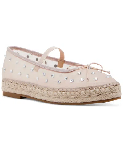Madden Girl July Mary-jane Platform Espadrille Flats In Blush Rhinestone