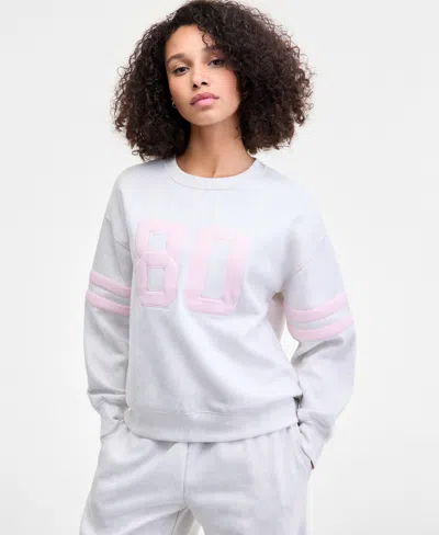 Madden Girl Juniors' 80's Patch Camo Crewneck Sweatshirt In White