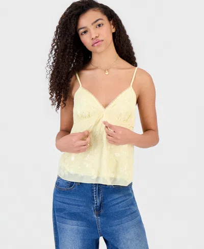 Madden Girl Juniors' Beaded Babydoll Tank In Yellow