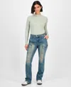 Madden Girl Juniors' Belted Cargo Bootcut Jeans In Blue