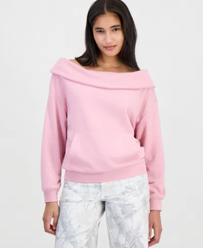 Madden Girl Juniors' Boat Neck Sweatshirt In Animal Print