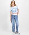 Madden Girl Juniors' Boxer Detail Cargo Jeans In Light Wash