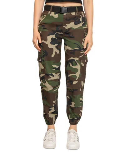 Madden Girl Juniors' High-rise Parachute Cargo Pants In Camo