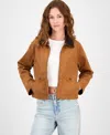 Madden Girl Juniors' Canvas Long-sleeve Barn Jacket In Brown