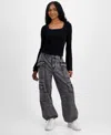Madden Girl Juniors' Square-neck Sweater In Black