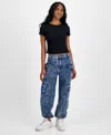 Madden Girl Juniors' Cargo Jogger Jeans In Blue