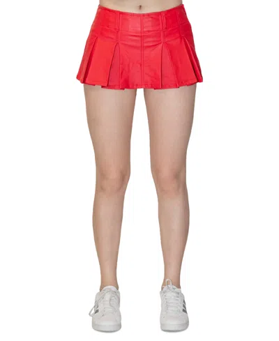 Madden Girl Juniors' Coated Pleated Mini Skort In Chili Red