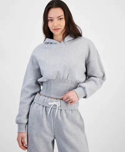 Madden Girl Juniors' Corset Hoodie In Heather Grey