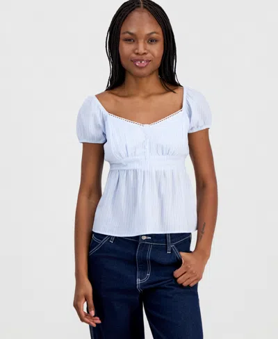 Madden Girl Juniors' Cotton Babydoll Top In White