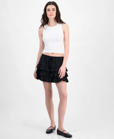 Madden Girl Juniors' Cotton Ruffle-tiered Skort