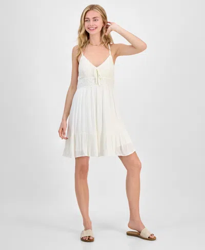 Madden Girl Juniors' Crochet-trim Sleeveless Mini Dress