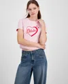 Madden Girl Juniors' Delulu Short-sleeve Sweater In Lt Pink Combo