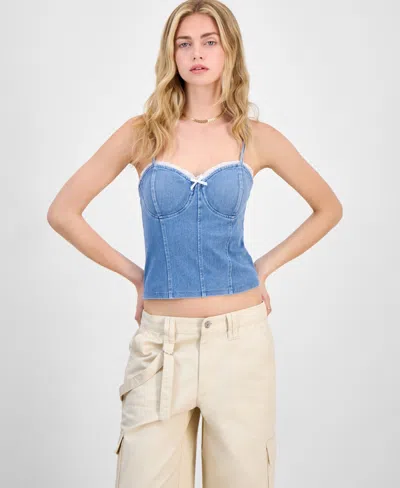 Madden Girl Juniors' Denim Corset Top