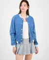 Madden Girl Juniors' Denim Bomber Jacket In Blue