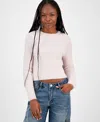 Madden Girl Juniors' Lurex Eyelash Crewneck Sweater In Icy Pink