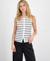 Madden Girl Juniors Faux Button Front Tank Tinseltown Wide Barrel Leg Jeans In Black