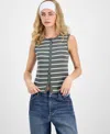 Madden Girl Juniors' Faux Button-front Tank In Gray