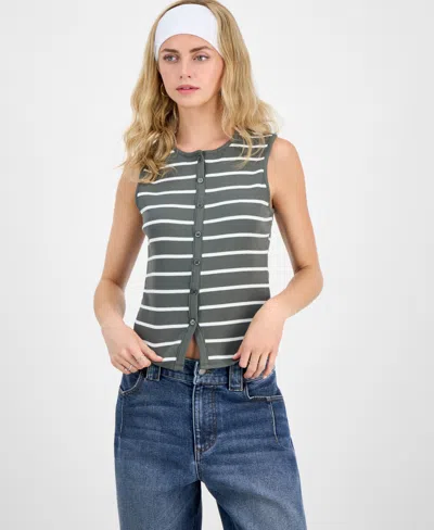 Madden Girl Juniors' Faux Button-front Tank In Gray